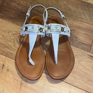 White and Gold Guess Sandals Size 8.5